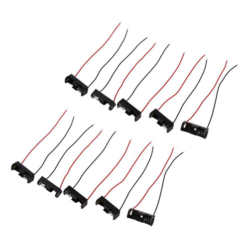 10Pcs 4.3" Wire Leads Black Battery Storage Slot Holder 1 x 12V 23A/27A