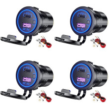 4X PD Type C USB Car Charger and QC 3.0 Quick Charger 12V Power Outlet Socket with /Off