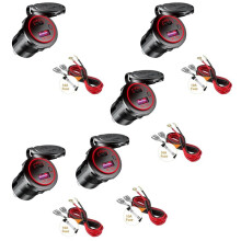 5X PD Type C USB Car Charger and QC 3.0 Quick Charger 12V Power Outlet Socket with /Off for Motorcycle RV ATV