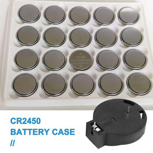 8 Pcs CR2450 Coin Cell Button Battery Socket Holder Case 2 Pins Black 2