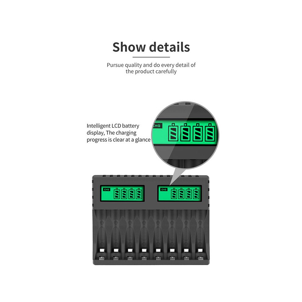 3X Battery Charger Lcd Display Intelligent 8-Slot Chargers For Aa/Aaa Nicd Rechargeable Batteries Aa Aaa Charger 4713584406682