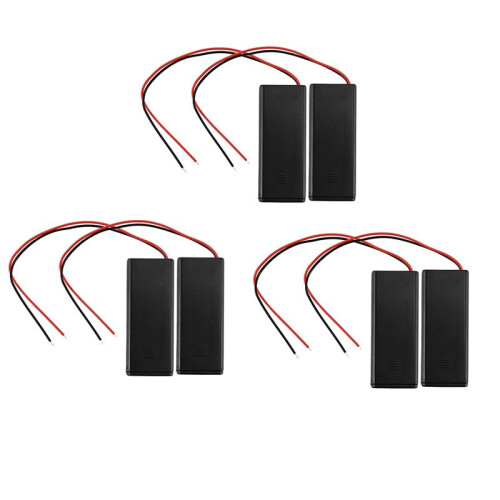 6Pcs 2XAAA 3V Batterien Battery Holder Case Box Draht EIN/AUS Schalter M Cover