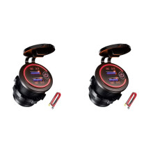 2X QC 3.0 Dual USB Charger Socket,Waterproof 12V/24V USB Outlet with Touch- for Car, Marine,Boat,RV,Motorcycle,Red
