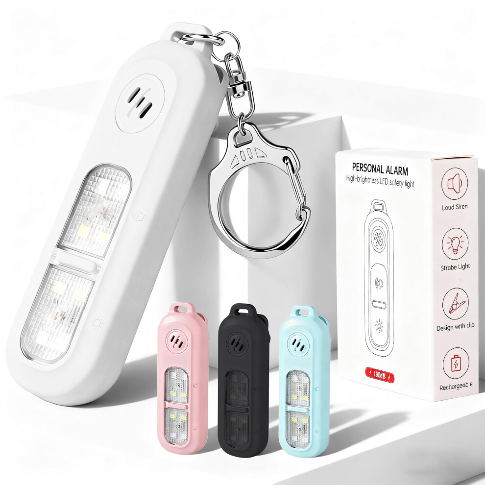 Rechargeable 130Db Safety Alarm With Led And Strobe Light Self Defense Keychain For Women 9771547121213
