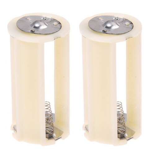 2X White Cylinder Battery Holder Adapter for 3X1.5V AA Batteries