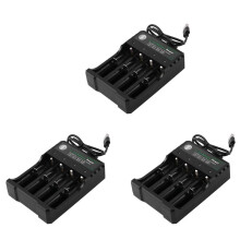 3X Caricabatteria Rapido da 4-Slot Ricaricabile per Batteria Ricaricabile Li-Ion Caricabatteria Rapido da 18350 18500 18650 Batteria Ricaricabile Agli