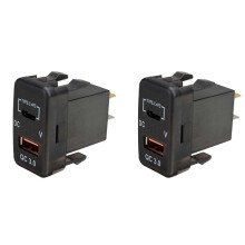 2X Car Type-C+PD QC3.0 Charger Dual USB Adapter Dashboard Socket Voltmeter for Landcruiser Prado   Hiace RAV4