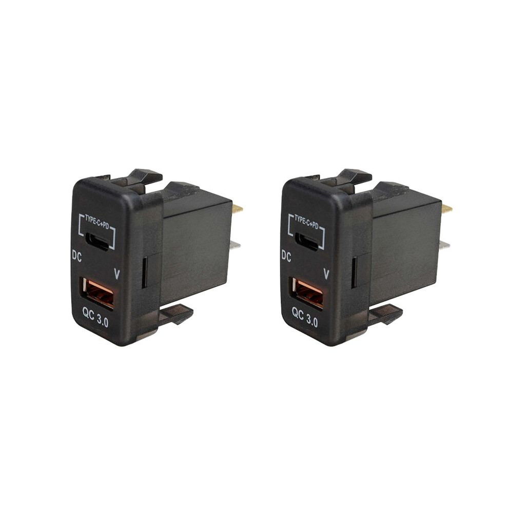2X Car Type-C+Pd Qc3.0 Charger Dual Usb Adapter Dashboard Socket Voltmeter For Landcruiser Prado Hiace Rav4 4712233954130