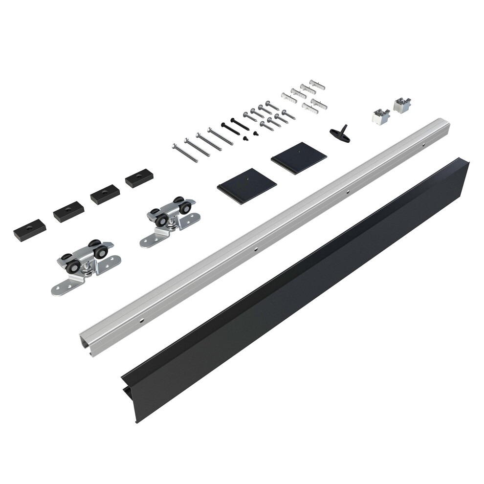 5Ft Sliding Barn Door Hardware Kit Aluminium Alloy Track System Black Easy Install Spacesaving 9073542397632