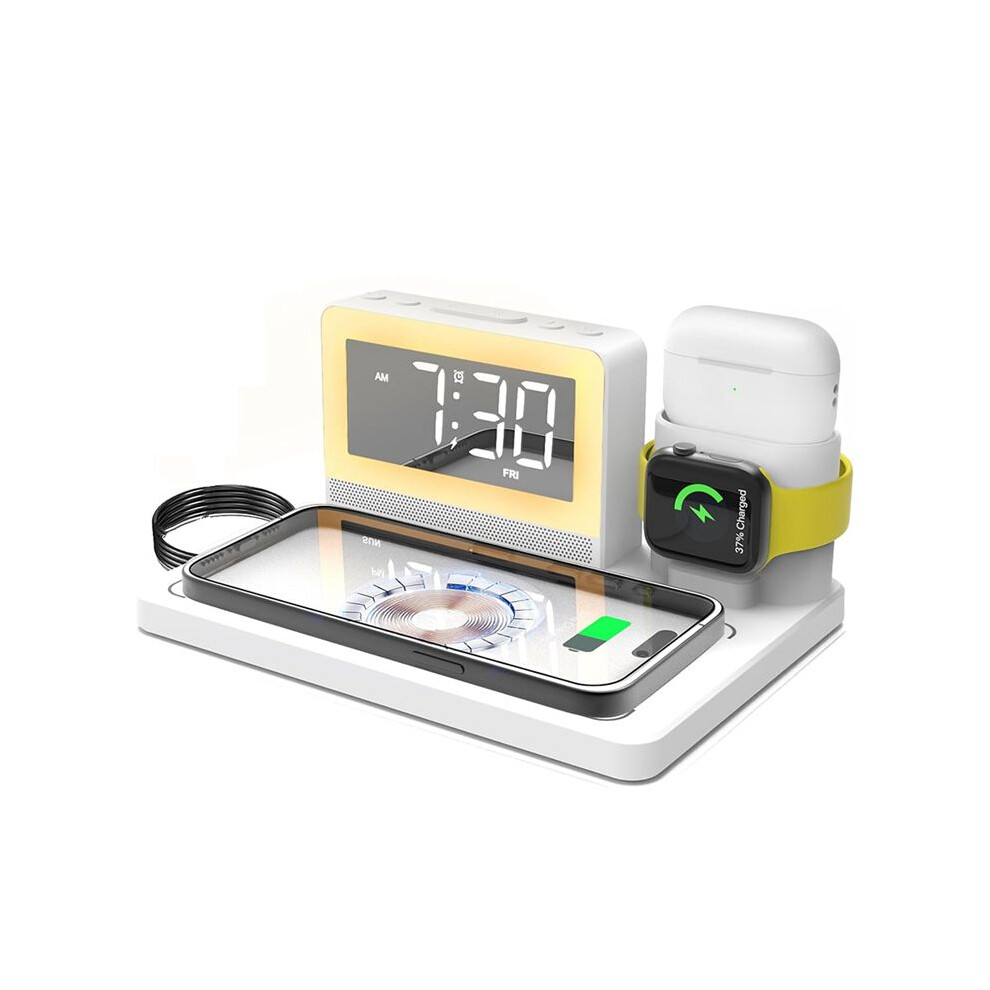 Photos - Holder / Car Charger Multifunctional 5-in-1 Wireless Charger 15W Wireless Charging Supports Alarm Clock and Seven-Color Night Light EU Plug