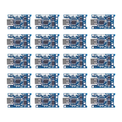 Type-C 18650 Lithium Battery Charger Module 5V 1A Charging Board with Dual Protection Functions for DIY Projects 20Pcs