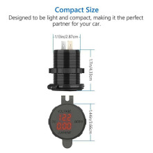 2X 12V / 24V Fast Charging 3.0 Car Cigarette Lighter Socket USB Charger LED Voltmeter Ammeter Black & Red