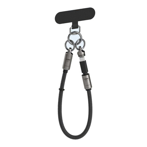 HAGIBIS Usb4 Full-Function Wrist Lanyard  Mobile Phone Ctoc Double- Portable Typec Data Cable Grey