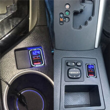 QC3.0 Car USB Port Fast Charger for Camry Land 200 RAV4 Adapter LED Voltmeter Ice