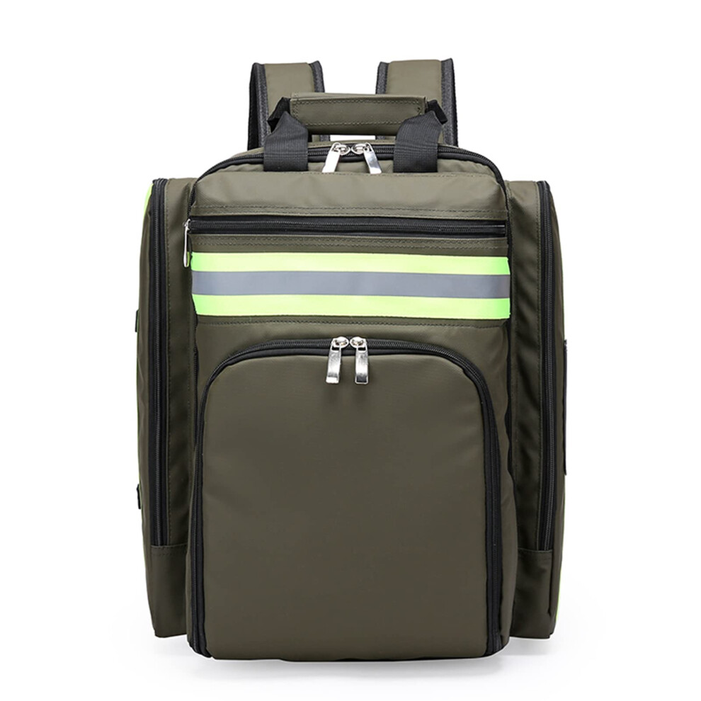 Green Army Waterproof First Aid Kit Bag With Compartments, Emergency Medical Organizer With Strap
