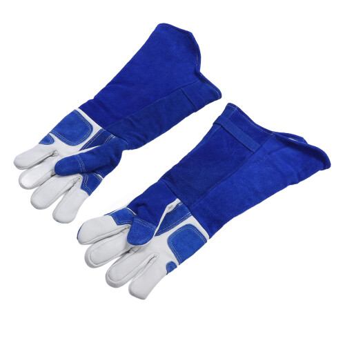 Animal Handling Gloves with Bite Scratch Protection, Long Leather, Extended Forearm Coverage for Pets 2