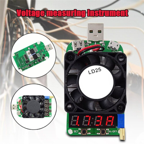 USB Electronic Load Tester Multifunctional Digital Voltage Current Meter Battery Tester with Fan LD35