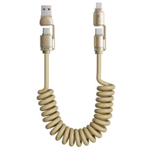 Cable de Datos de Carga Ultrarrápida para Coche, 4 en 1, Compatible con y para , Cable USB C de 16 Pines, Dorado.