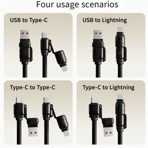 Super Fast Charging Car Spring Data Cable 4-in-1 Suitable for   16p Usb C Cable Gold 2