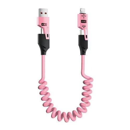 65W USB 4-in-1 Spring Telescopic Fast Charging 65W Type-C to Type-C Data Cable for  16 15   1.5M,D