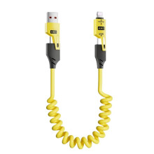 65W USB 4-in-1 Spring Telescopic Fast Charging 65W Type-C to Type-C Data Cable for 16 15 1.5M,A