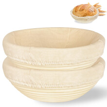 Round Sourdough Proofing Basket 2Pack Natural Rattan with Linen Liner for Artisan Homemade Bread