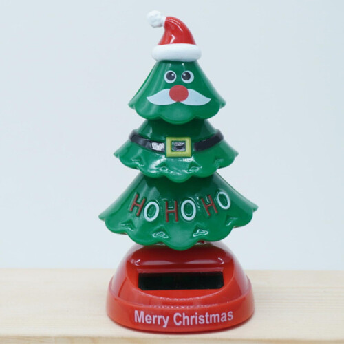 Solar Dancing Christmas Tree for Car Dashboard, Warm Brown Solar Powered Bobblehead Décor 2