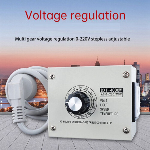 4000W SCR Adjustable Voltage Regulator AC 110V - Dimmer, Speed, Temperature Controller with Metal Casing US Plug 2