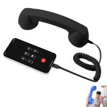 USBC Retro Phone Handset with Clear Loud Audio and Ergonomic Grip for Smartphones – Black