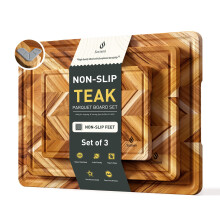 Bamboo Cutting Board Double Sided Non Slip Extra Thick Charcuterie and Serving Board Kitchen Gift