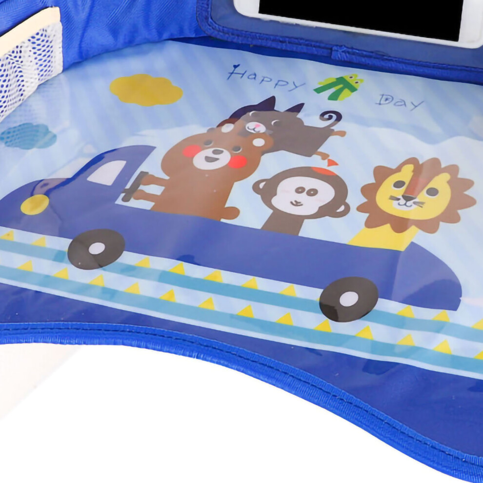 Kids Travel Tray Seat Organizer with Side Pocket, Transparent Bag, Oxford Cloth