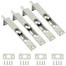 4 Pack 6 Inch Stainless Steel Door Flush Bolt Latch for French Doors, Silver CorrosionResistant