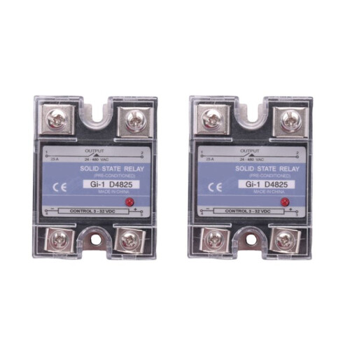 2X SSR 25A 3-32V  to 24-480V AC Single Phase Solid State Relay  Control AC MGR-1 D4825 Load Voltage