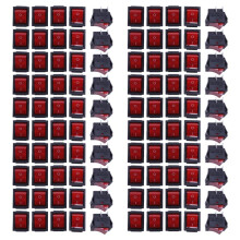 100 x Red Illuminated Light /Off DPST Boat Rocker 16A/250V 20A/125V AC