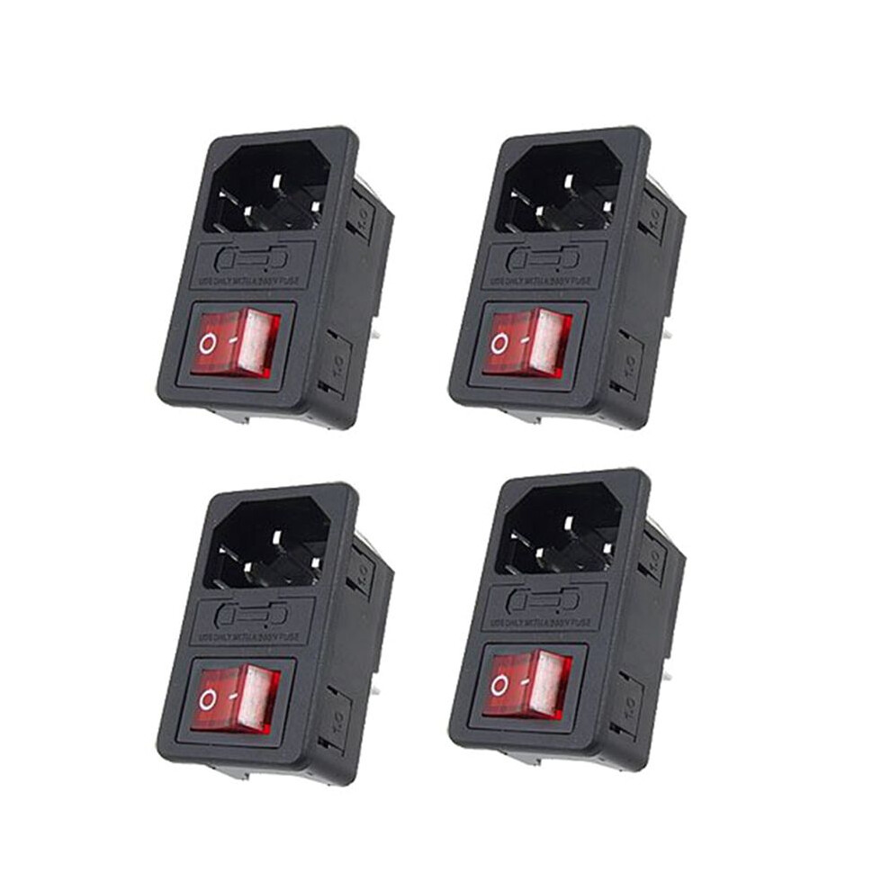 4X Inlet Male Power Socket With Fuse 10A 250V 3 Pin Iec320 C14 4711684890714
