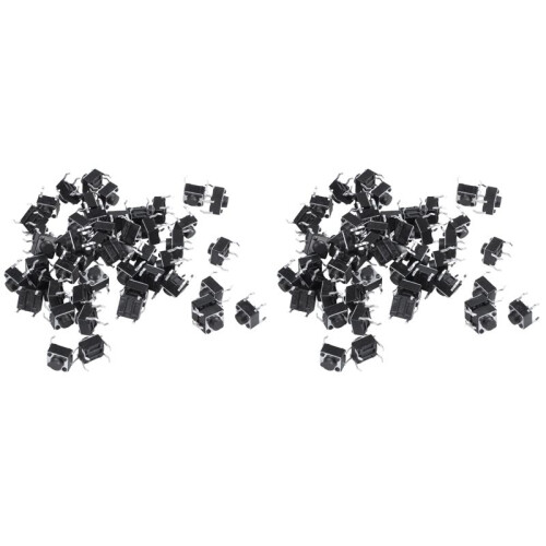 100 Pcs 6X6X5mm 4-Pin DIP Through Hole Momentary Tactile Push Button