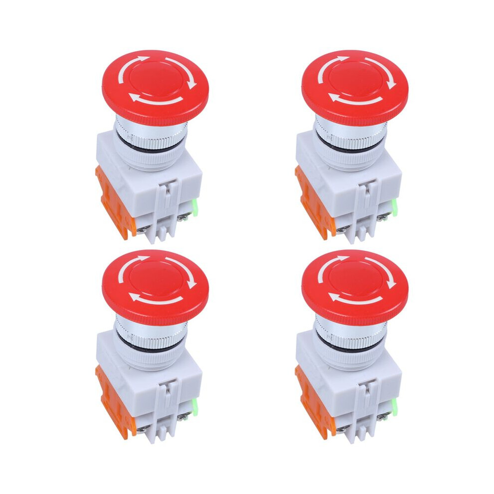 4X Red Mushroom Cap 1No 1Nc Emergency Stop Push Button Ac 660V 10A 4713515666796