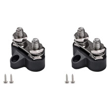 2X Terminal Block Studs M8 48V Junction Block Bus Bar Dual Heavy Duty Power Distribution Stud for Truck RV Boat,Black