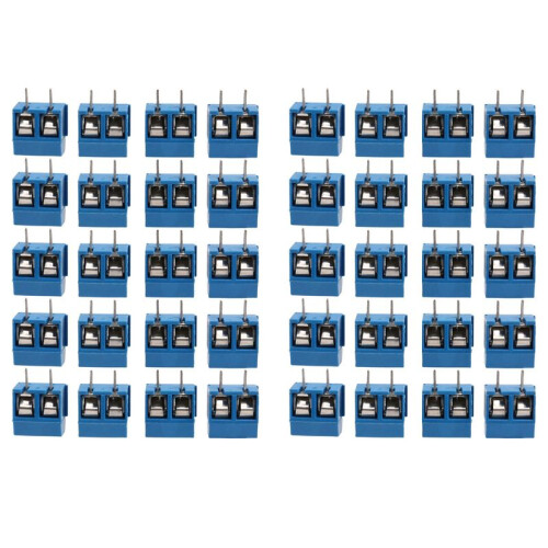2-Pin Screw Terminal Block Connector 5.08mm Pitch Panel PCB Mount, 40Pcs