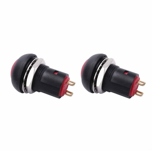 2X -Off Latching Waterproof 12mm Push Button  SPST 2A IP67, Red
