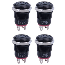 4X 12V 2A 9,5 mm LED-Metalllock Power Momentan Push Button Car DIY Modified, Röd
