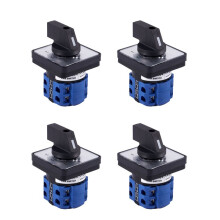 4X Interruptor de Leva Rotatorio de Control de Maestro de 5 Posiciones de 8 Terminales 20A Negro + Azul