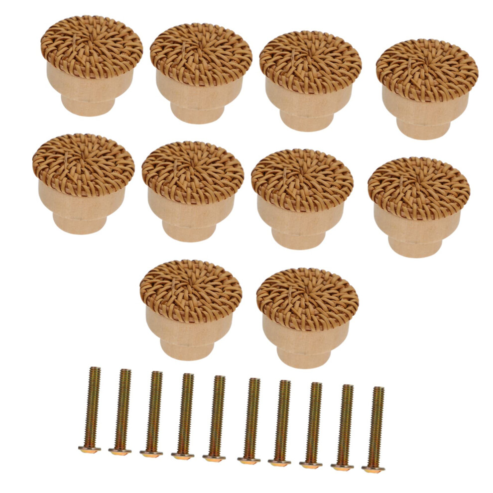 10Pcs Rattan Mushroom Cabinet Knobs Rustic Drawer Pull Handles Natural Furniture Decor Upgrade 9053599449287