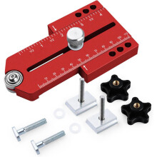 Adjustable Table Saw Jig with Telescopic Range and Aluminum Band Saw Guide for TTracks Woodworking (Red)