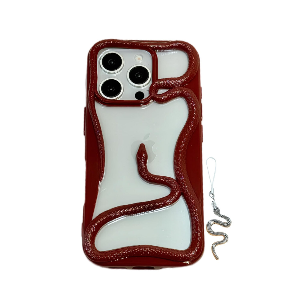 Heat Dissipation Electroplated Snake Design Phone Case With Strap For Iphone 16 Pro Max Red 9169991074221