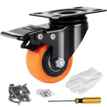 Caster Wheels Set of 4, 2 Inch Swivel Plate with Dual Brake, Quiet Heavy Duty NoMarking Wheels