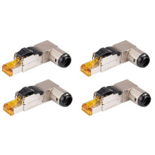 4Pcs RJ45 Full Shielded Zinc-Alloy Field Plug 90 Degree Angled CAT8 STP Field Termination Connector Toolless Type