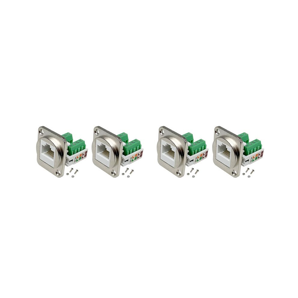 4Pcs Rj45 Panel Mount Screw Terminal Adapter, Rj45/8P8c Female Panel Mount Connector, Rj45 Solderless Terminal Extender 4711262552249