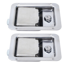 2 Pcs Stainless Steel Toolbox Latch with Key, Waterproof Heavy Duty Paddle Lock for Trailer Door
