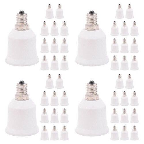 48-Pack E12 Naar E26-Adapter E12-Lampfitting Naar Middelgrote Voet E26 E27-Converterlampfittingadapter Kroonluchterfitting